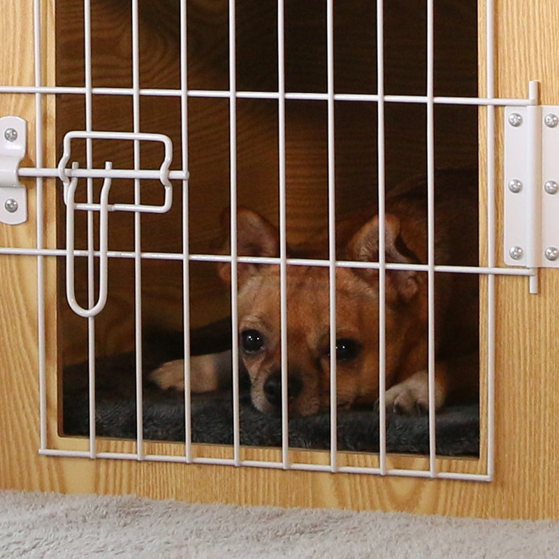 Niche pour chien en bois, Ivoire/noir