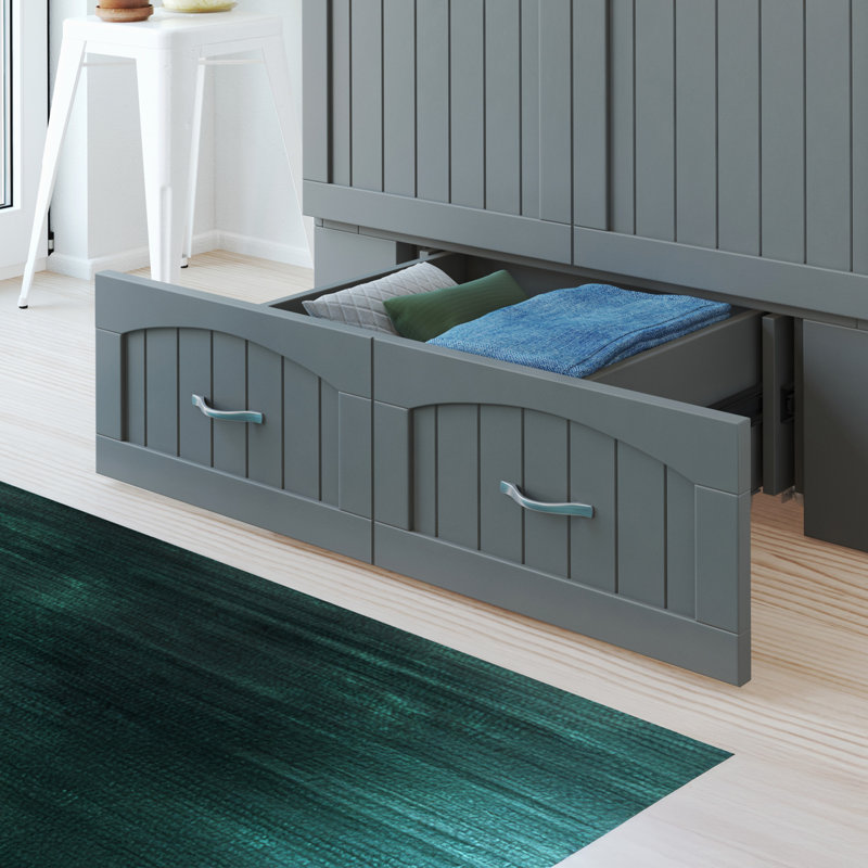 Lit escamotable avec rangement, matelas de 6 po et chargeur intégré Fabiano, Simple TG, Gris