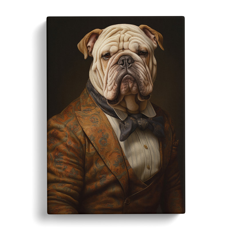 British Bulldog Classicism - Wrapped Canvas, 50cm H x 35cm W x 3cm D
