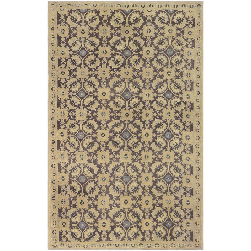 Tapis unique sable / noir mat noué à la main 8 pi x 10 pi