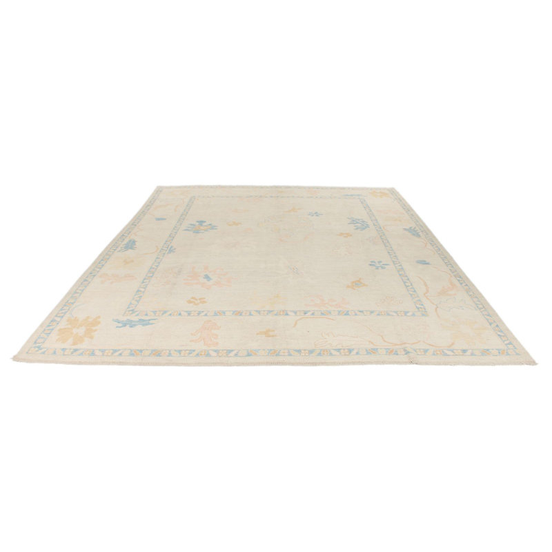 Tapis turc Oushak 9 x 12 beige et ivoire