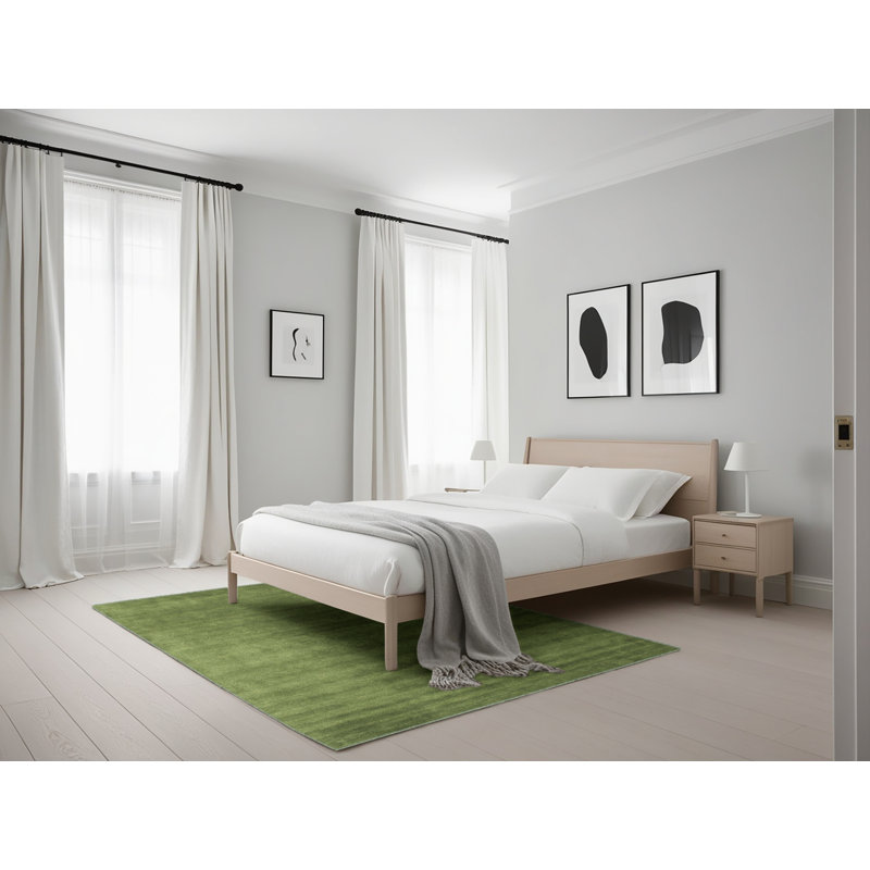 Tapis de zone vert contemporaine, Rectangle 5 pi x 7 pi