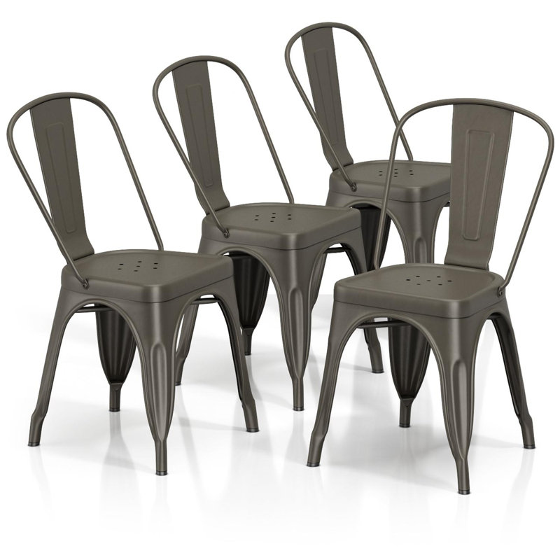 Chaise d’appoint empilable à dossier en lattes de fer Northgate