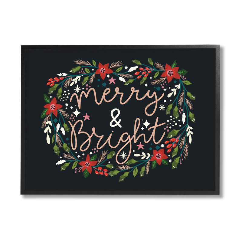 Joyeux et lumineux poinsettia - 227, Giclée encadrée noir minuit, H 11 po x l 14 po x P 1,5 po