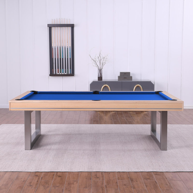 Table de billard en bois massif avec plateau de salle à manger Harmony, Bleu très foncé, Chêne Naturel, 8'