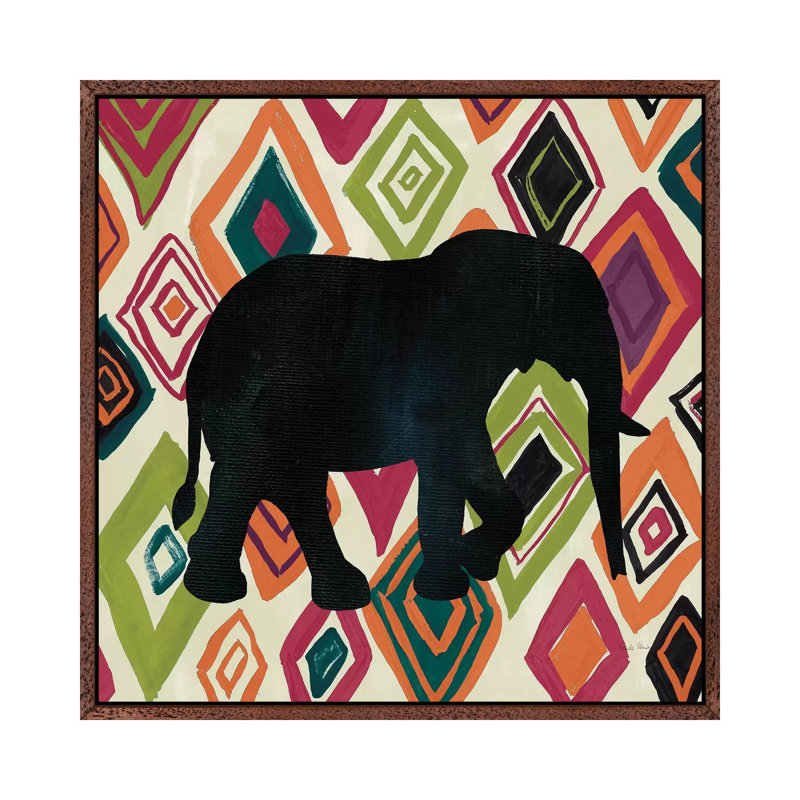African Animal I Jewel by Farida Zaman - Print on Canvas, Classic Brown Wood Framed, 93.98cm H x 93.98cm W x 3.81cm D