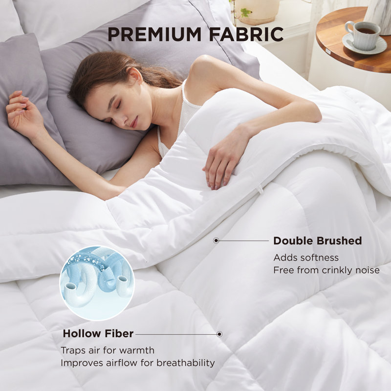 Bedsure Oversized King Color Block Quilted Duvet Insert – White, Down Alternative, All-Season, White, Oversized King Quilt
