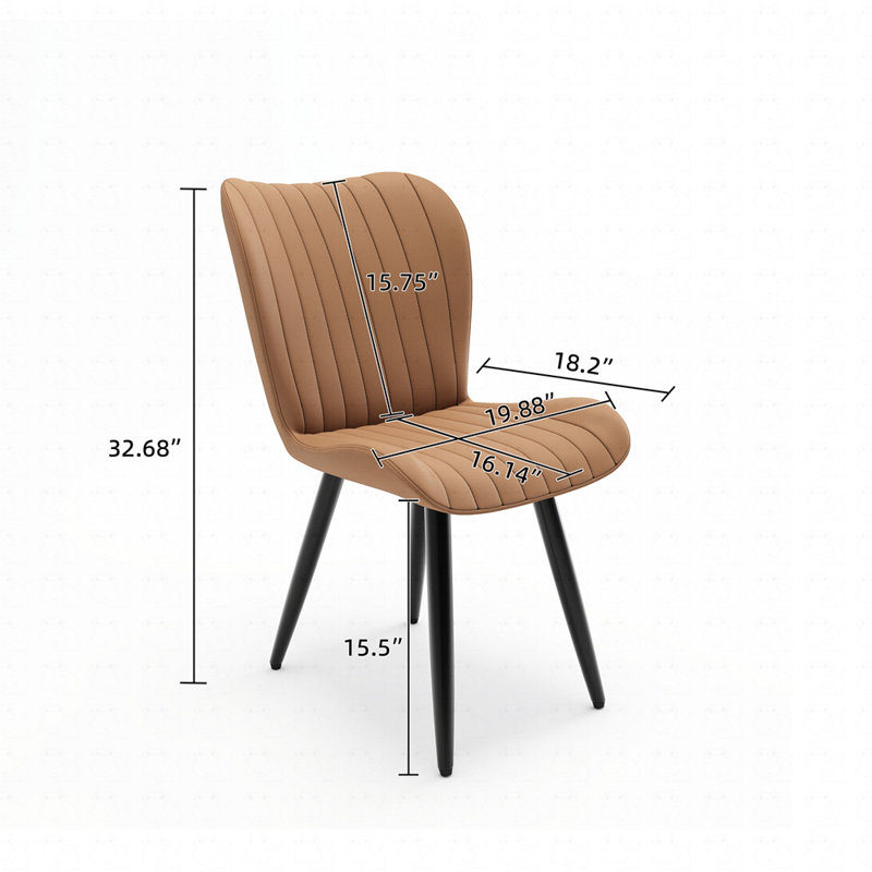Ensemble de 2 chaises de salle à manger modernes en similicuir, Brun, 2