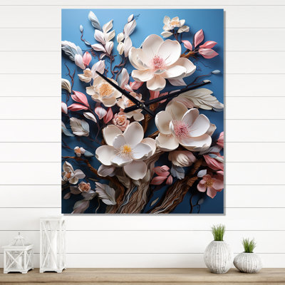 Horloge murale Bathesda - Magnolias surdimensionnée