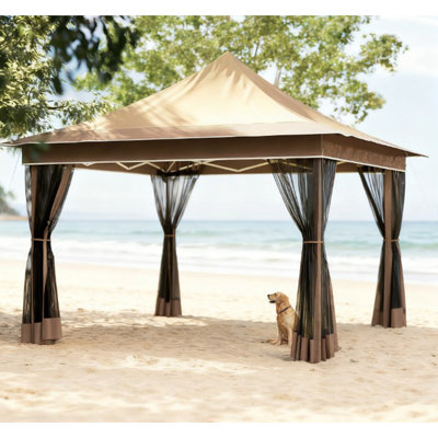 Tente escamotable à hauteur ajustable, auvent avec filet en filet, avec sac de transport, pour jardin, patio