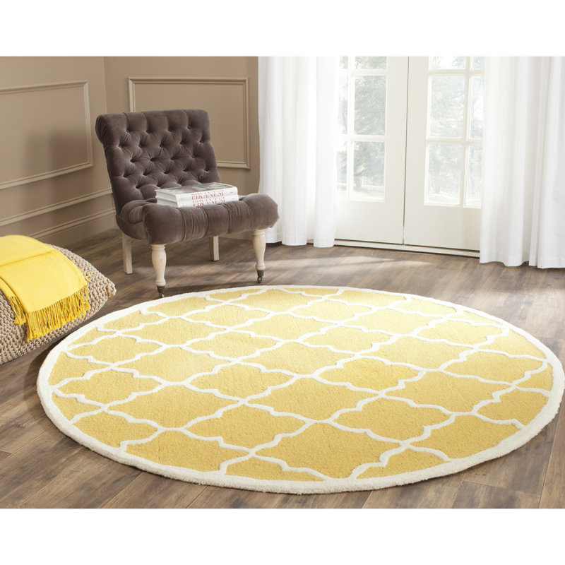 Martins Hand Tufted Wool Geometric Rug, Round 6'