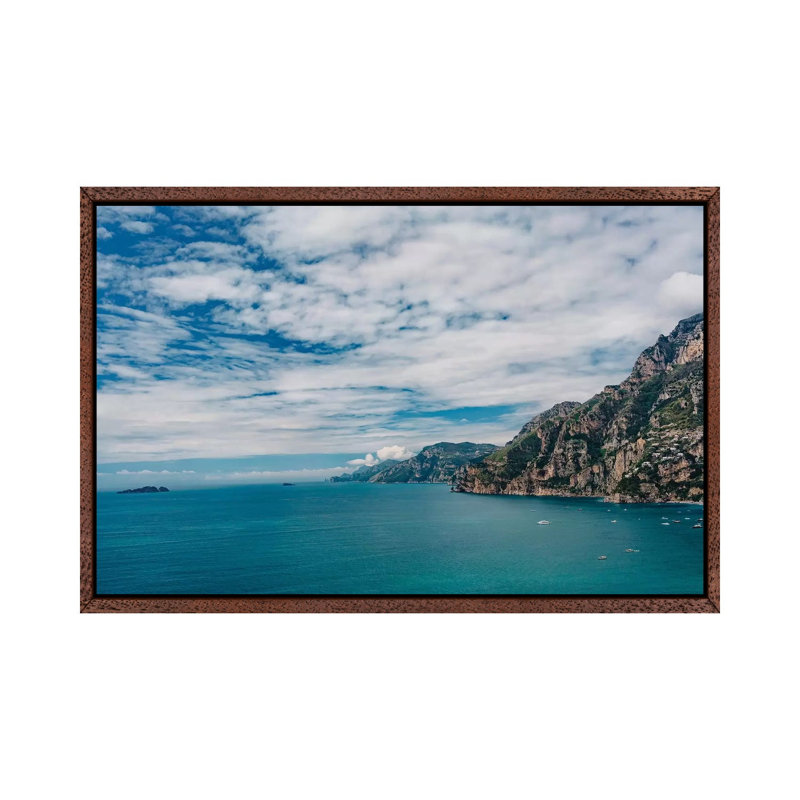 Positano View III 1 Piece Wall Art on Canvas, 66.04cm H x 101.6cm W x 3.81cm D, Classic Brown Wood Framed