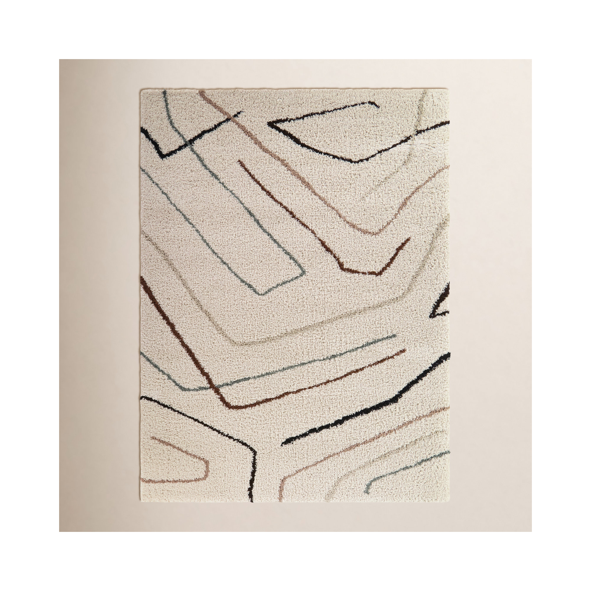 Rackley Cream Abstract Modern Area Rug, Rectangle 7'10.5" x 10'0.1"