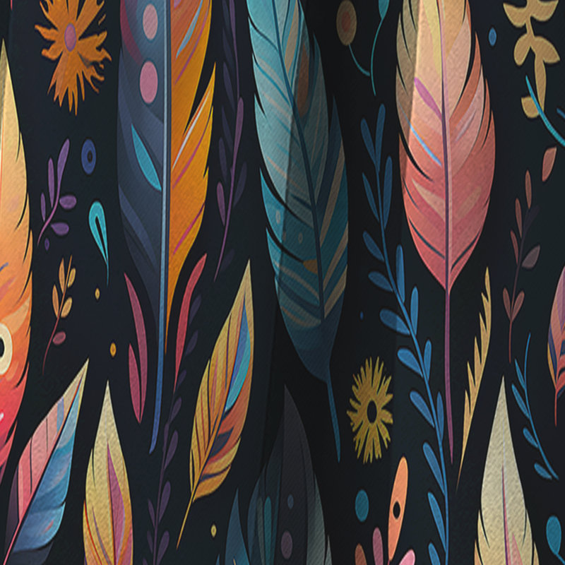 Tribal Dreamscape Feather Boho Motif V - Rideau occultant Boho - 1 panneaux, L 52 po x L 95 po