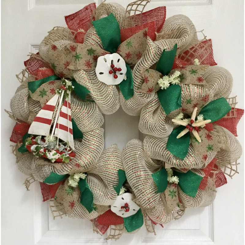 Couronne de Noël avec voilier et coquillages