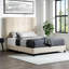 Grand lit plateforme tapissier capitonné beige