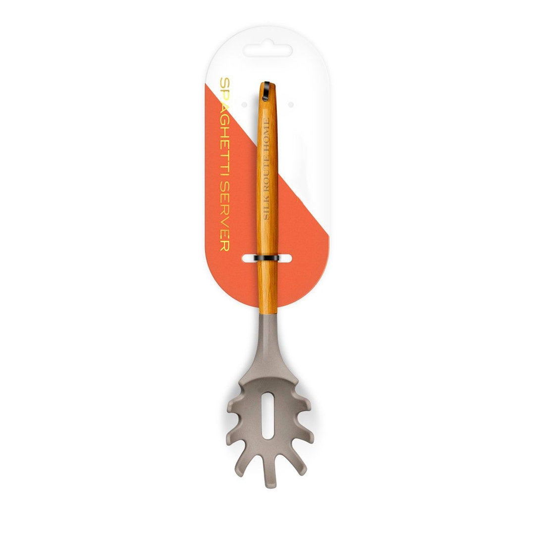 Acacia Wood & Silicone Grey Spaghetti Server