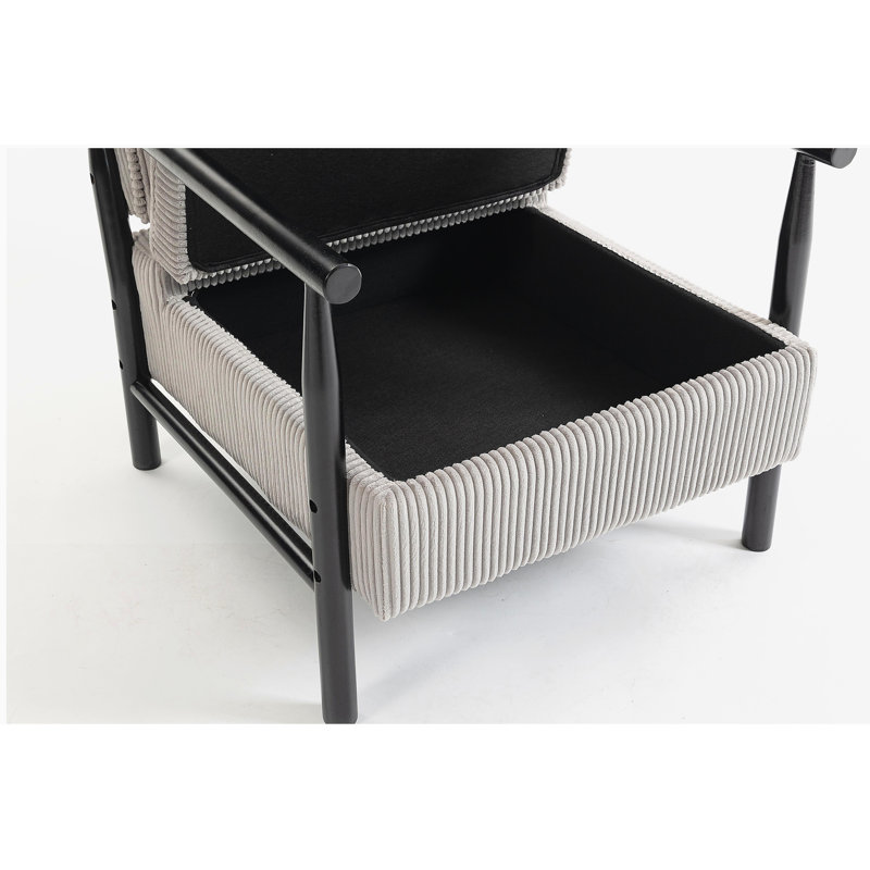Chaise de rangement, fauteuil d'appoint moderne Mid-Century avec structure en bois, chaises de salon rembourrées avec coussin de taille, fauteuil de lecture pour véranda de chambre à coucher