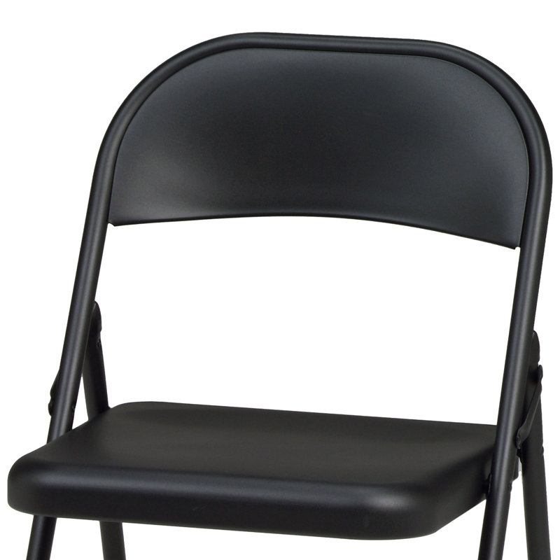 Red Barrel Studio® Sudden Comfort All Steel Folding Chair Set, Chicory Frame (Set of 4), Black Lace