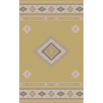 Tapis beige / gris / lime en laine tissée à la main Wellsville Southwestern