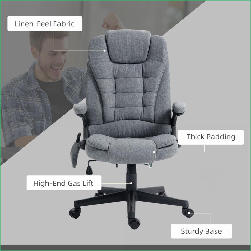 Fauteuil de massage à massage, Vibromasseur 6 points HOMcom avec chaleur lombaire, gris ardoise | Polyester, Gris