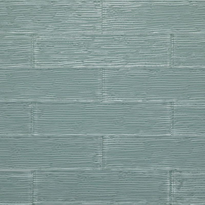 Brendon 3" x 12" Crystal Glass Brick Wave Subway Wall Tile, Cascade