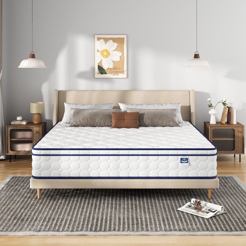 Matelas hybride en mousse à mémoire de forme moyenne de 14 po, matelas à plateau-coussin, Certipur-US, certifié OEKO-TEX, 14"