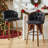 Counter Height Upholstered Swivel Bar Stools Set of 2, Modern Kitchen Island Chairs with Wide Backrest, Solid Wood Legs & Nailhead Trim-932342687-932342755