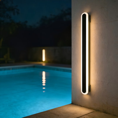 Aarthi LED wall light black: IP65 waterproof, oval