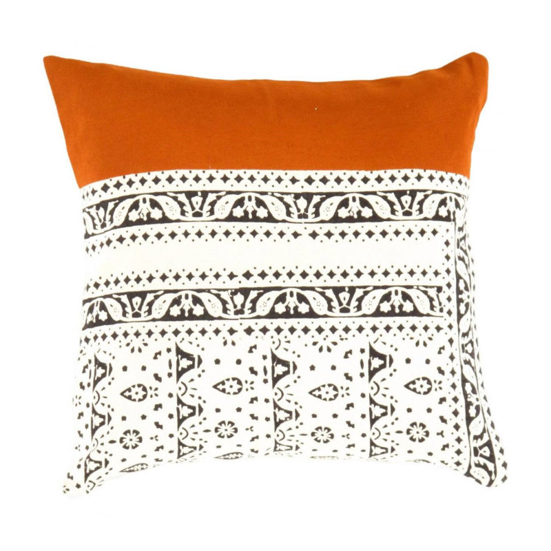 Square Pillow Cover & Insert, Orange/White/Black