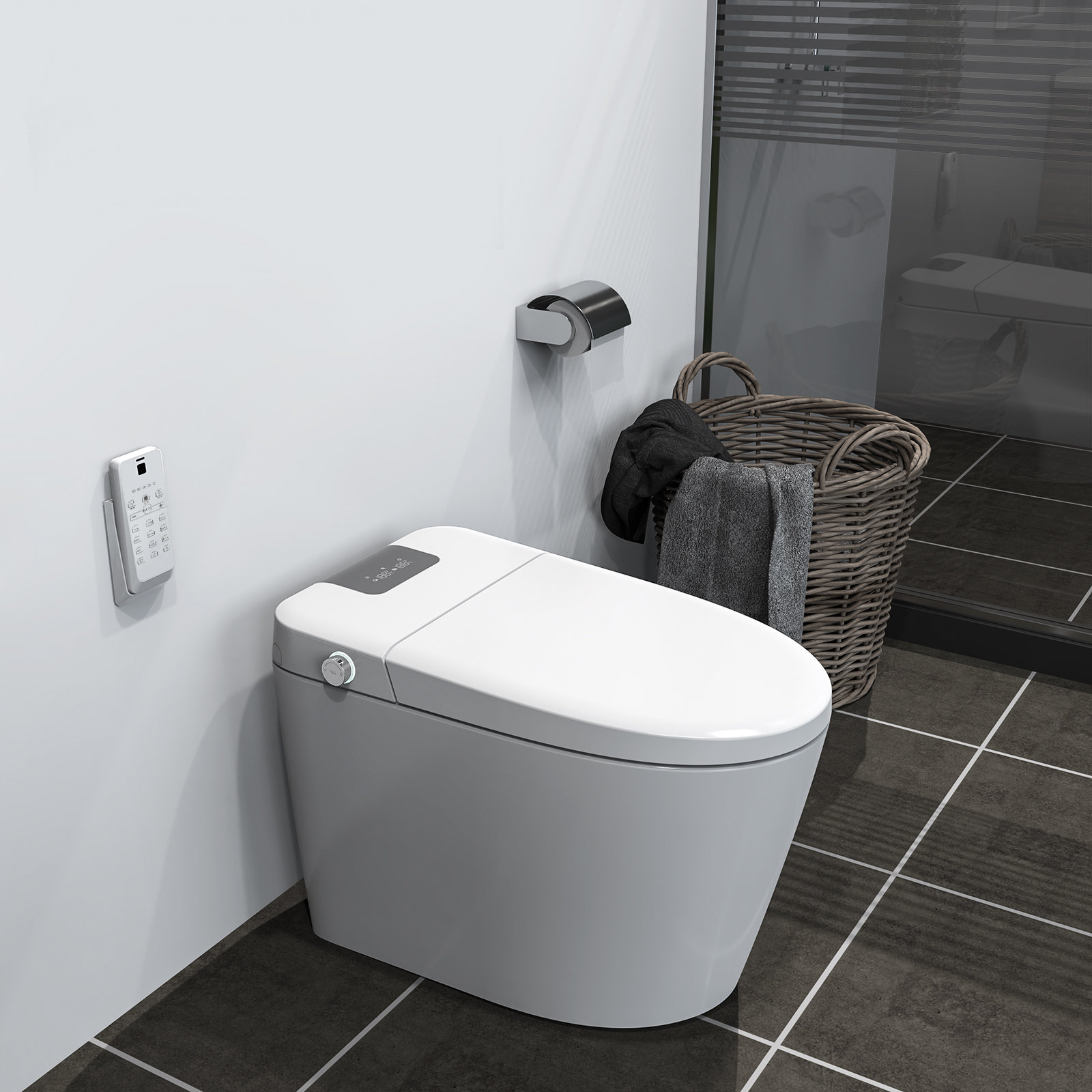 HOROW Smart Toilet W/Auto-Flush Heated Seat Dryer Night Light Remote Control
