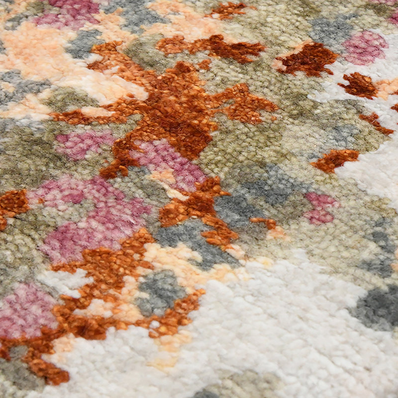 Gray Abstract Hand-Knotted Wool Viscose Area Rug 8'x10'