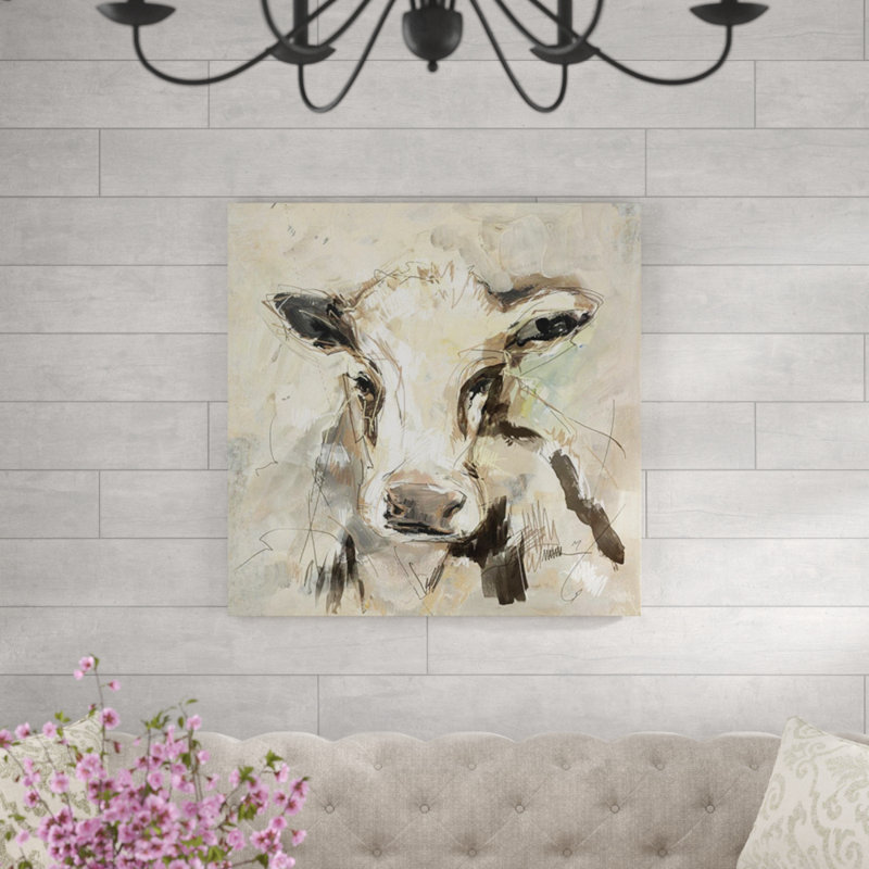 Vache III par Elena Carlie - Peinture, Plexi, H 24 po x l 24 po x P 1,5 po