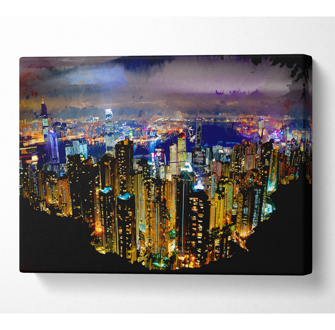 Hong Kong Night Light - Kunstdrucke auf Leinwand - Wrapped Canvas