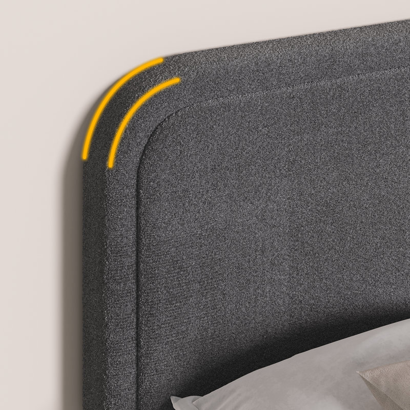 Lit plateforme tapissier Boucle avec ensemble de table de chevet, table de chevet de ferme avec tiroir de rangement et tablette ouverte en bois, mobilier de chambre rustique