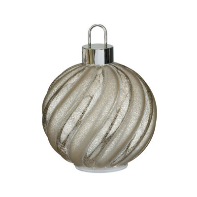 9 Inch LED Ornament Decor Glass and Acrylic and LED Ornaments & Tree Décor Standard - Swirl Silver