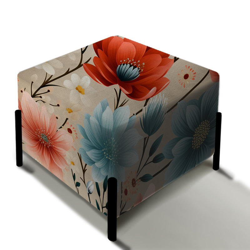 Retro Blooms Vibrant Pastel Colors - Repose-pieds carré floral
