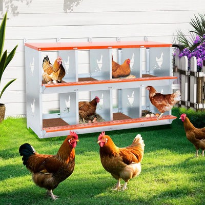 Orange 8 Metal Nest Box For Ducks Wall Mount Vented Galvanized Steel Boasting Easy Egg Collection And Coconut Pad Assembly Natural Fiber