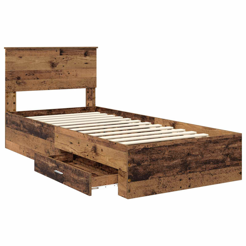Bed, European Single (90 x 200 cm), Old Wood