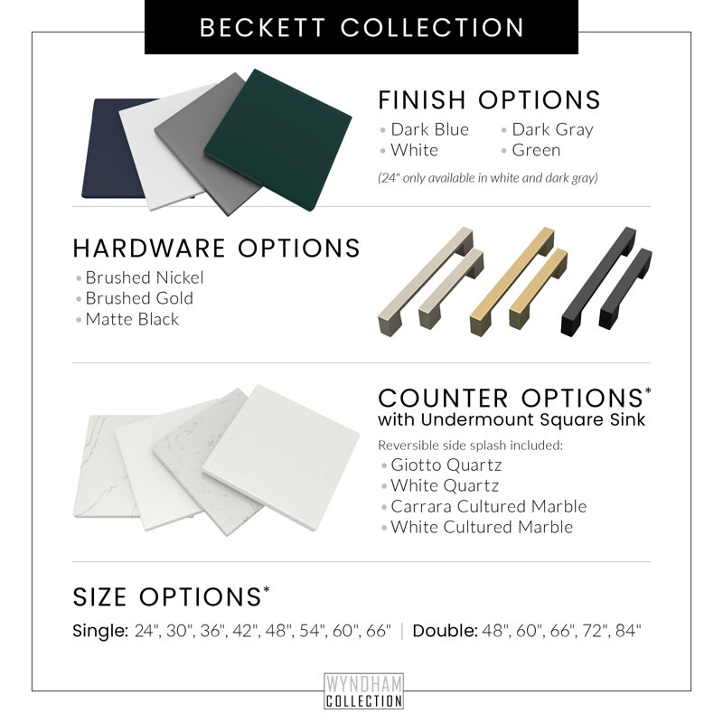 Beckett 24" Freestanding Single Bathroom Vanity with Quartz Top, White, Giotto Quartz, Matte Black