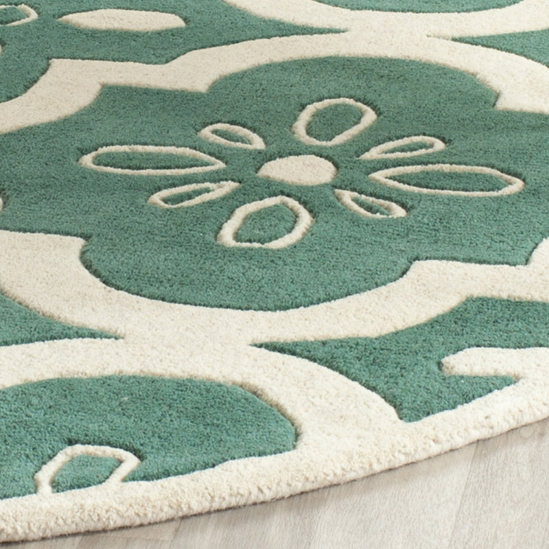Carolene Hand Tufted Wool Geometric Rug, Round 5'