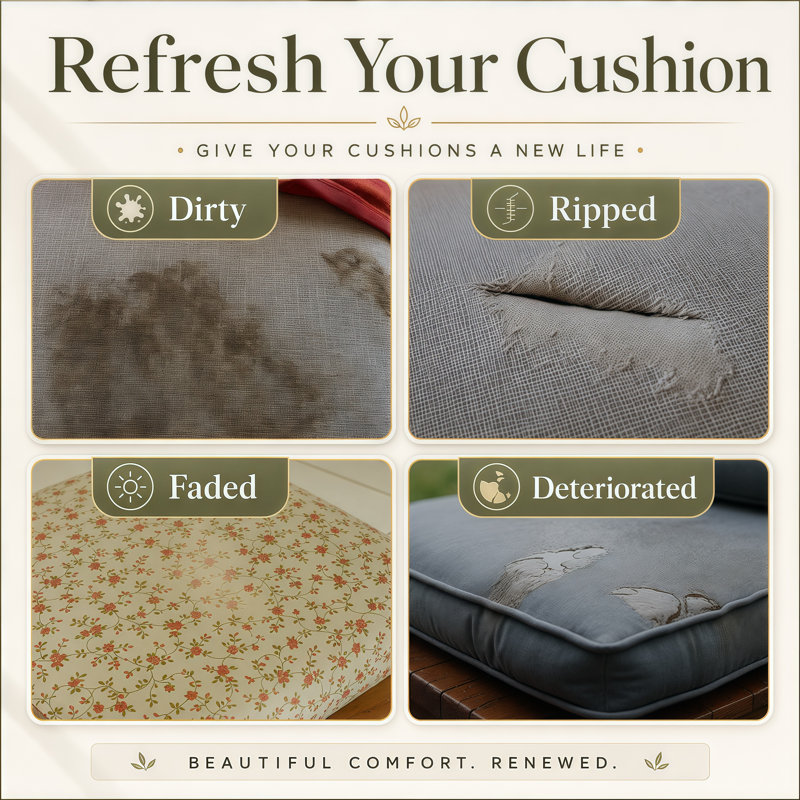 Housse de coussin sur mesure, housse de coussin de banc / chaise remplaçable, L 108 po x P 18 po, Marron foncé