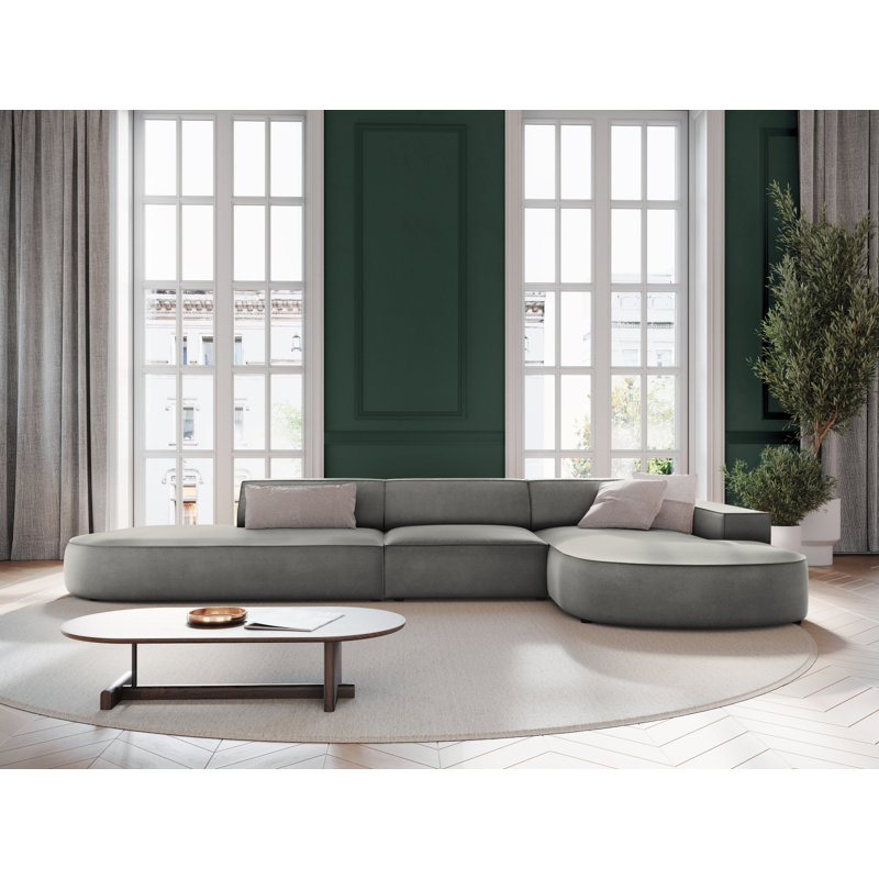 Modular L-Shaped Corner Sofa, Grey, Right Hand Facing