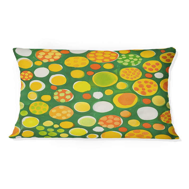 Coussin lombaire à pois orange et vert II