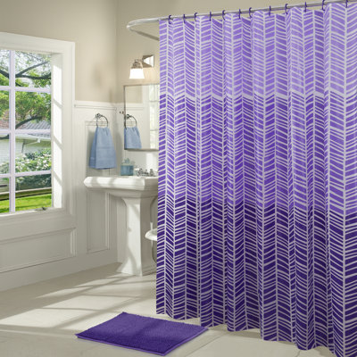 Ensemble de rideau de douche 14 pièces en vinyle chevron géométrique et crochets Curran
