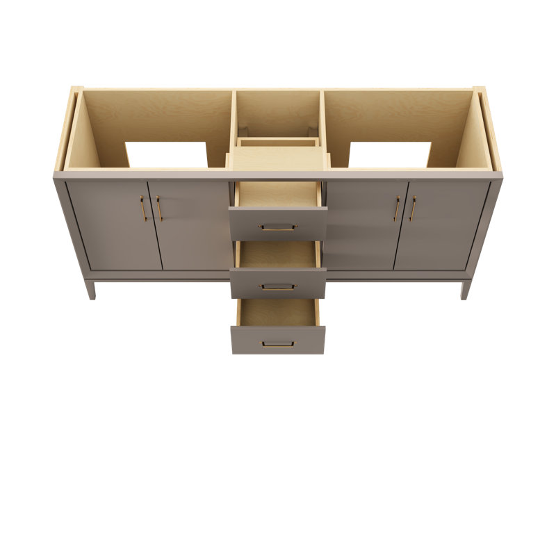 Meuble-lavabo double Alexandra, Taupe Taos, Or satiné, 72"