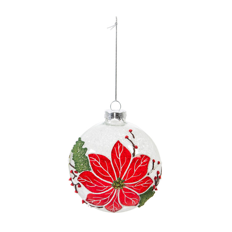 Ornement boule en verre peint à la main poinsettia