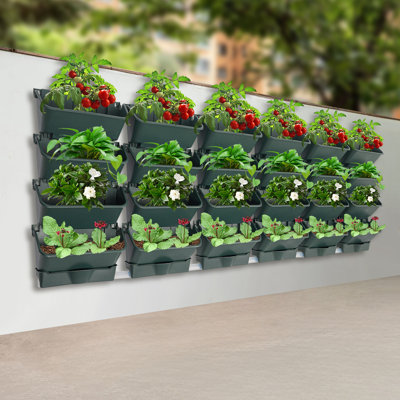 24PCS Set Wall-Mounted Planter With Drainage Basin And Drainpipe
