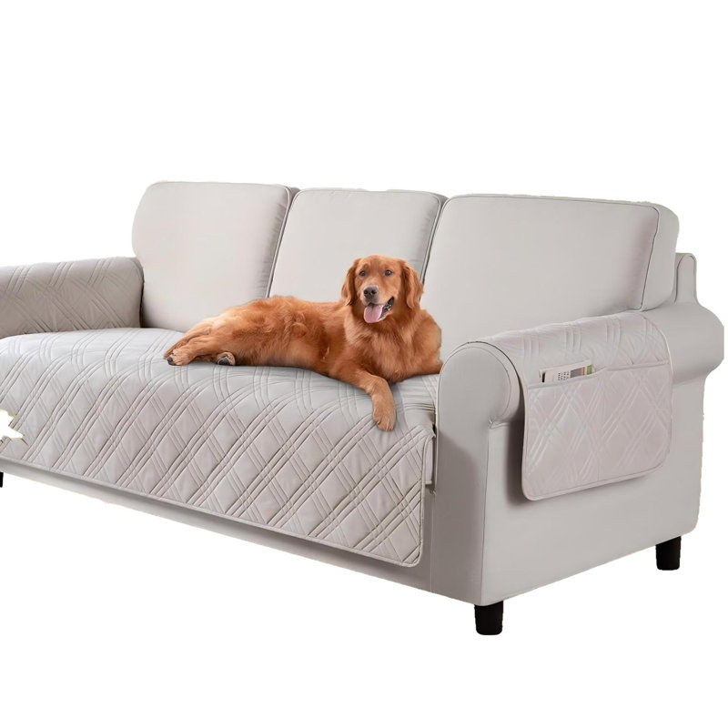Housses de canapé imperméables pour animaux de compagnie avec envers antidérapant, housse de canapé lavable pour 3 coussins, crème
