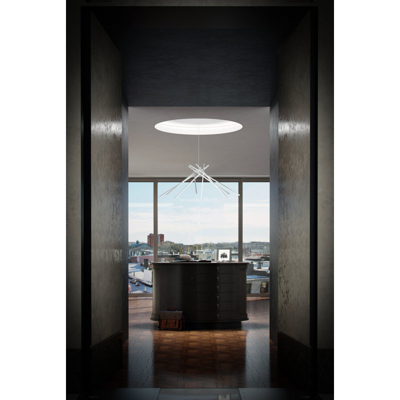 Lustre linéaire moderne à 8 lumières Marvine Spoutnik, Aluminium satiné